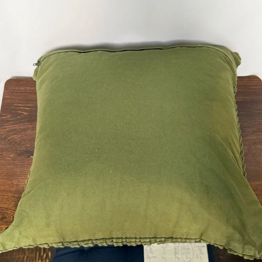 Crate & Barrel 2 green velvet pillows 18x18